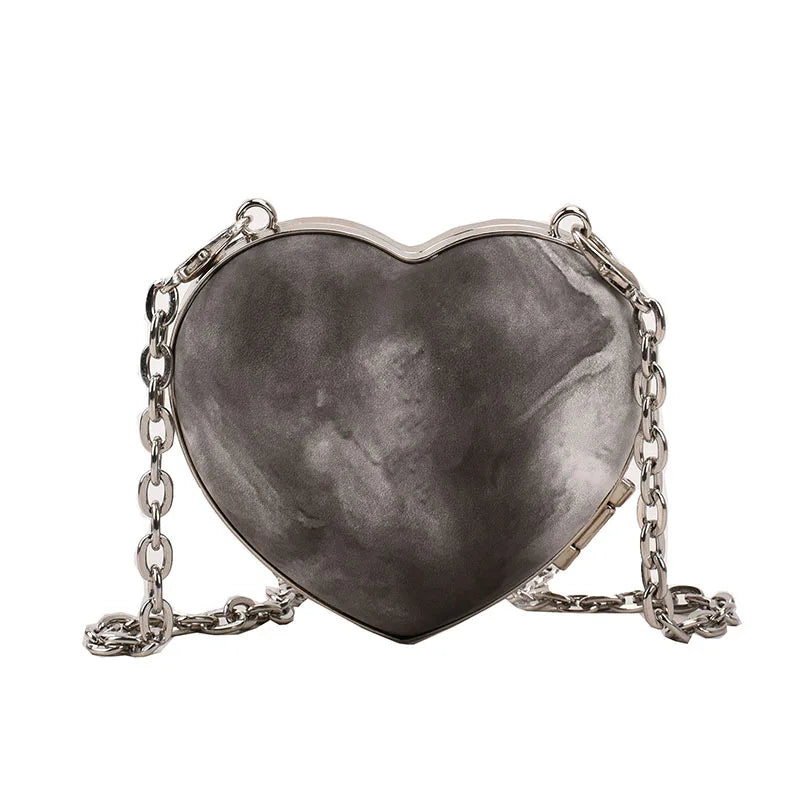 Peach Heart Clutch Evening Bag Wallet Mini Love Hearted Handbag