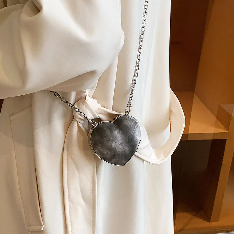 Peach Heart Clutch Evening Bag Wallet Mini Love Hearted Handbag