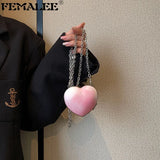 Peach Heart Clutch Evening Bag Wallet Mini Love Hearted Handbag