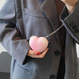 Peach Heart Clutch Evening Bag Wallet Mini Love Hearted Handbag