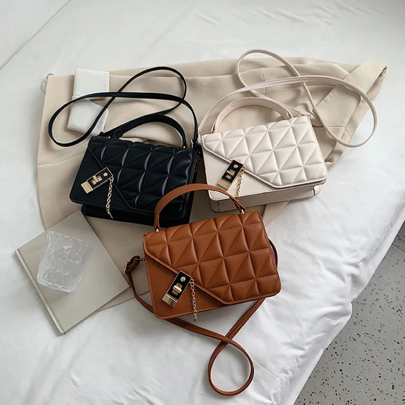 Plaid Handbags Women Shoulder Bag Flap Lock Crossbody Bags