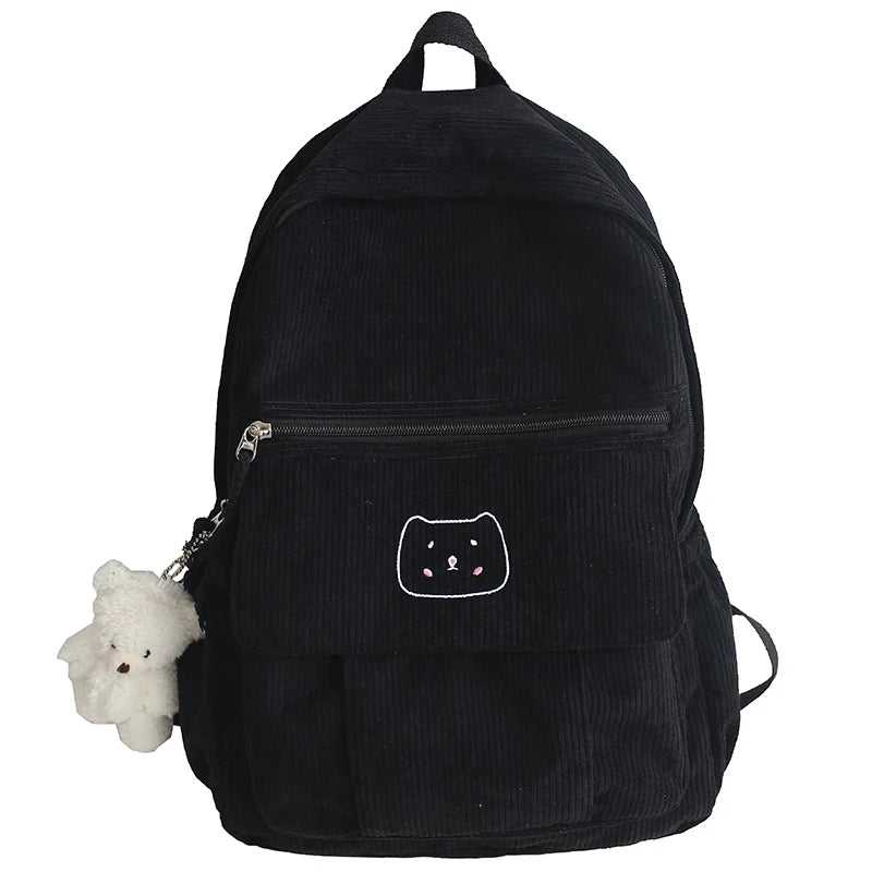 Striped Corduroy Backpack for Teens