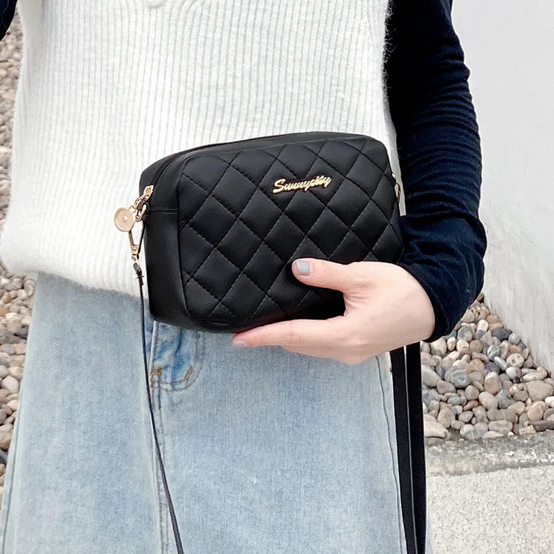 Tassel Small Messenger Bag For Women Lingge Embroidery Crossbody Bag