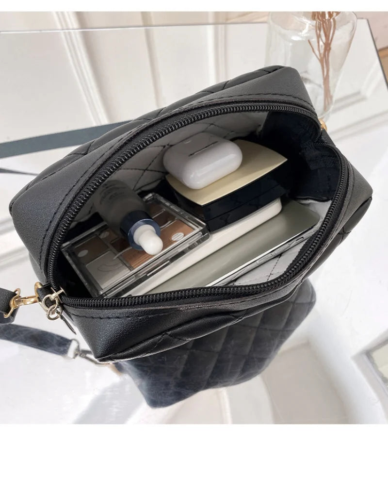 Tassel Small Messenger Bag For Women Lingge Embroidery Crossbody Bag