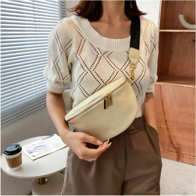Soft Leather Vintage Woman Chest Crossbody Bag