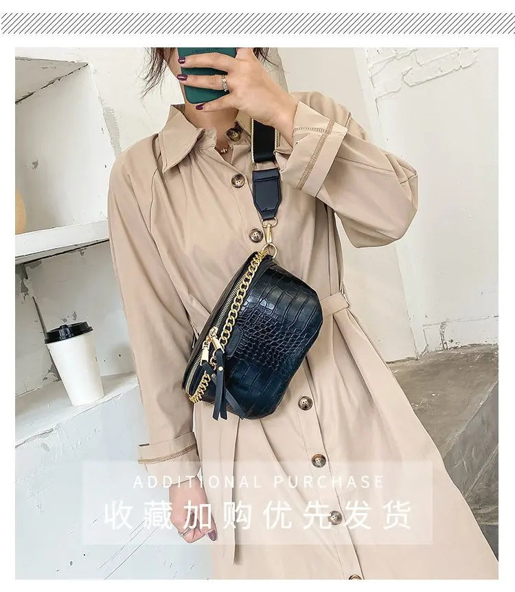 Women Fanny Pack Waist Bag Chain Crossbody Chest Bag Handbag