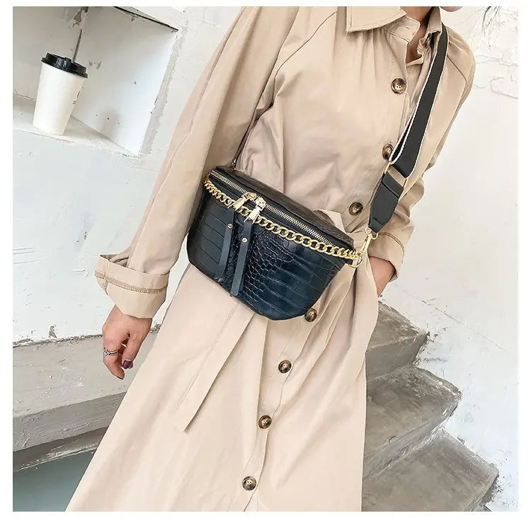 Women Fanny Pack Waist Bag Chain Crossbody Chest Bag Handbag