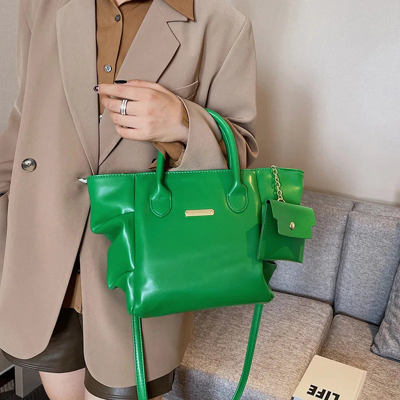 Green Shoulder Bags Messenger Bags Lady Pu Leather Big Totes Bolsas