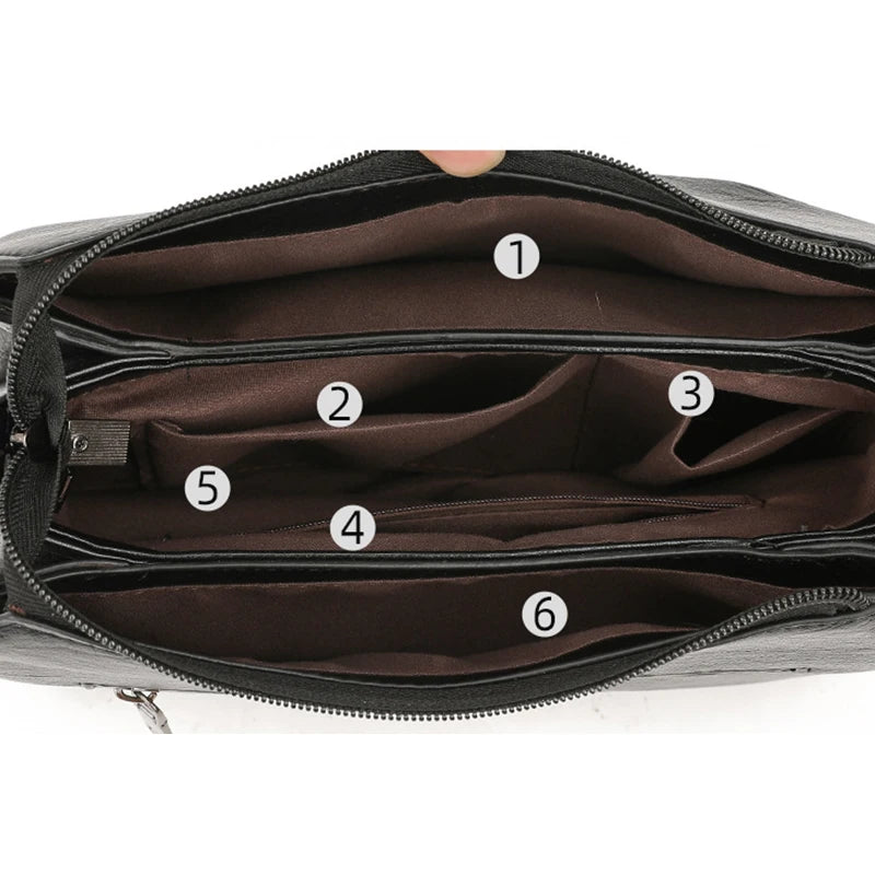 Women Shoulder Bag Soft PU Leather Messenger Bag Crossbody Bag Large Capacity Ha