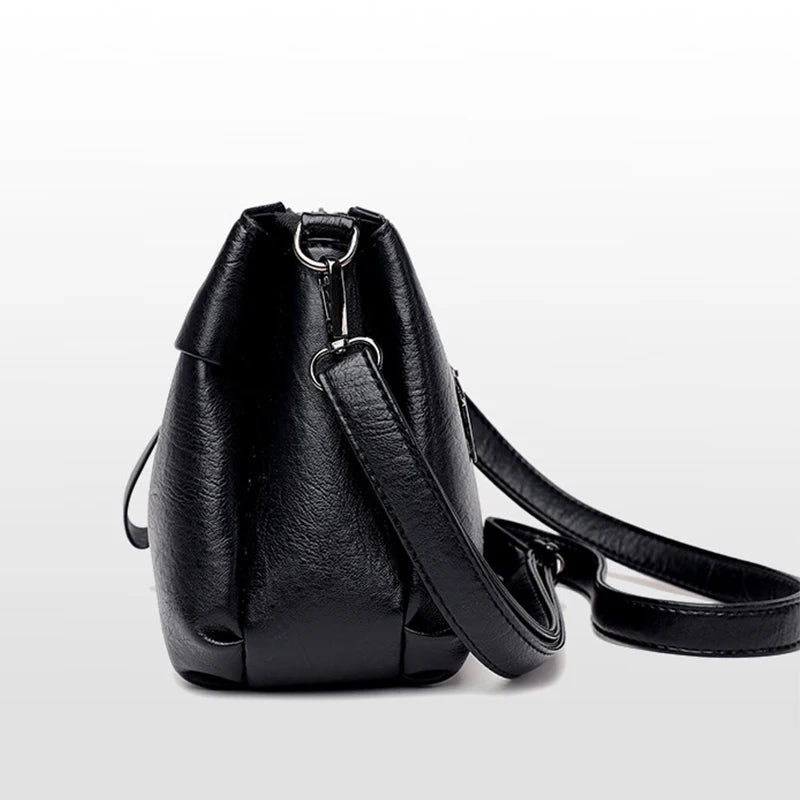 Women Shoulder Bag Soft PU Leather Messenger Bag Crossbody Bag Large Capacity Ha