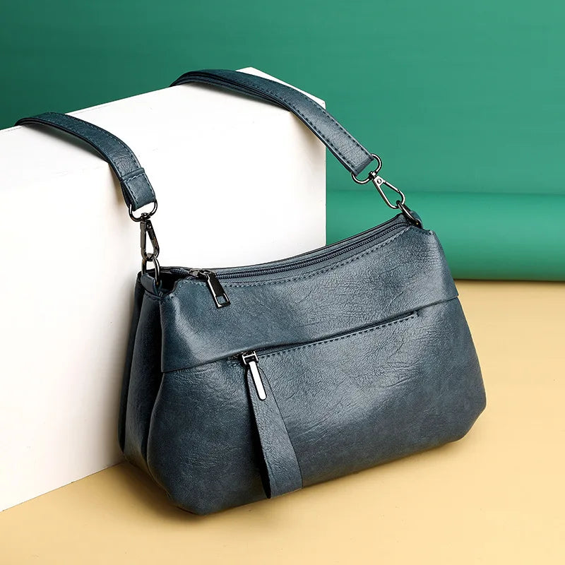Women Shoulder Bag Soft PU Leather Messenger Bag Crossbody Bag Large Capacity Ha
