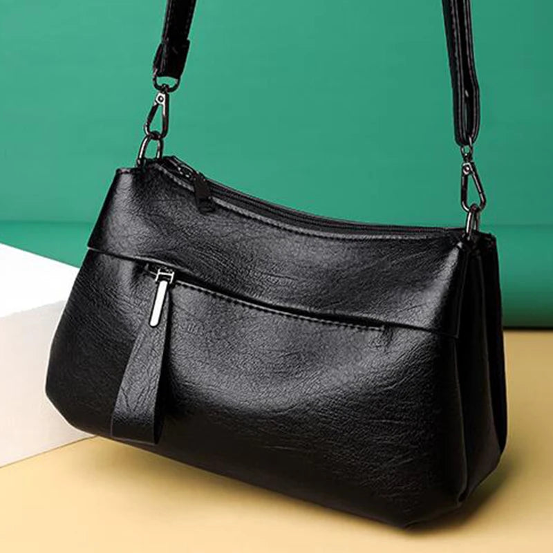 Women Shoulder Bag Soft PU Leather Messenger Bag Crossbody Bag Large Capacity Ha