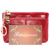 Women Wallets Oil Wax Leather Zipper Coin Purse Female Mini Credit Card Walet