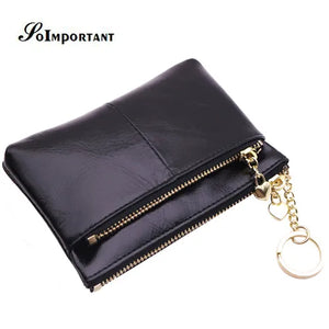 Women Wallets Oil Wax Leather Zipper Coin Purse Female Mini Credit Card Walet