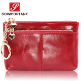 Women Wallets Oil Wax Leather Zipper Coin Purse Female Mini Credit Card Walet