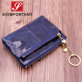 Women Wallets Oil Wax Leather Zipper Coin Purse Female Mini Credit Card Walet