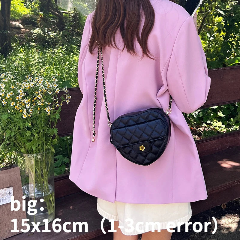 Heart Shoulder Bag Bead Chain Crossbody Purse Clutch Tote Handbags
