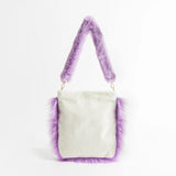 Casual Large Capacity Women Bucket Tote Handbag Faux Fur Shoulder Bag Purple