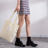 Casual Corduroy Tote Bag Soft Shopping Handbag for Women