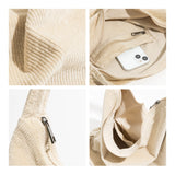 Brown Corduroy Women Shoulder Hobo Bag Lightweight Crossbody Purse