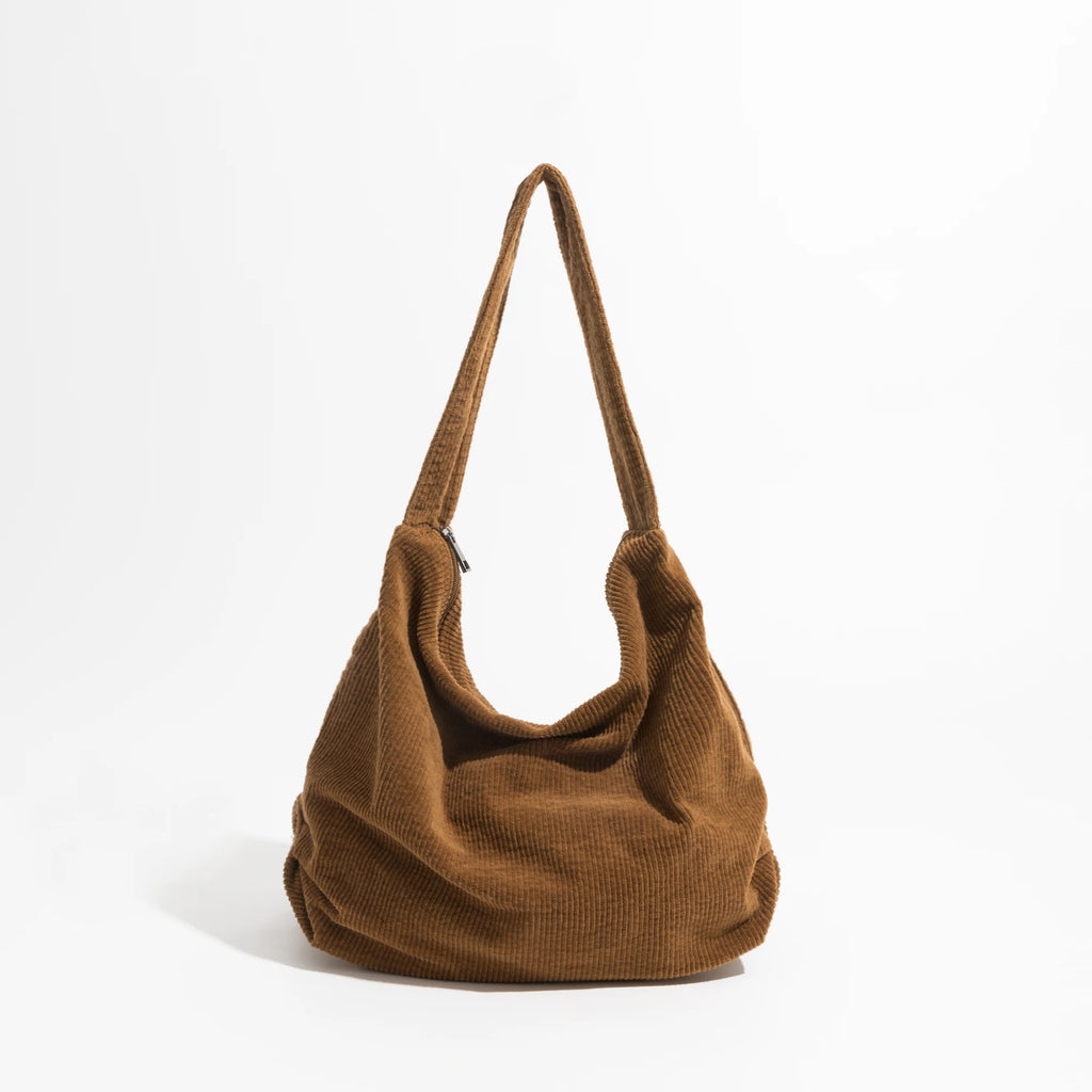 Brown Corduroy Women Shoulder Hobo Bag Lightweight Crossbody Purse