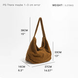 Brown Corduroy Women Shoulder Hobo Bag Lightweight Crossbody Purse