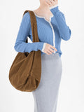 Brown Corduroy Women Shoulder Hobo Bag Lightweight Crossbody Purse