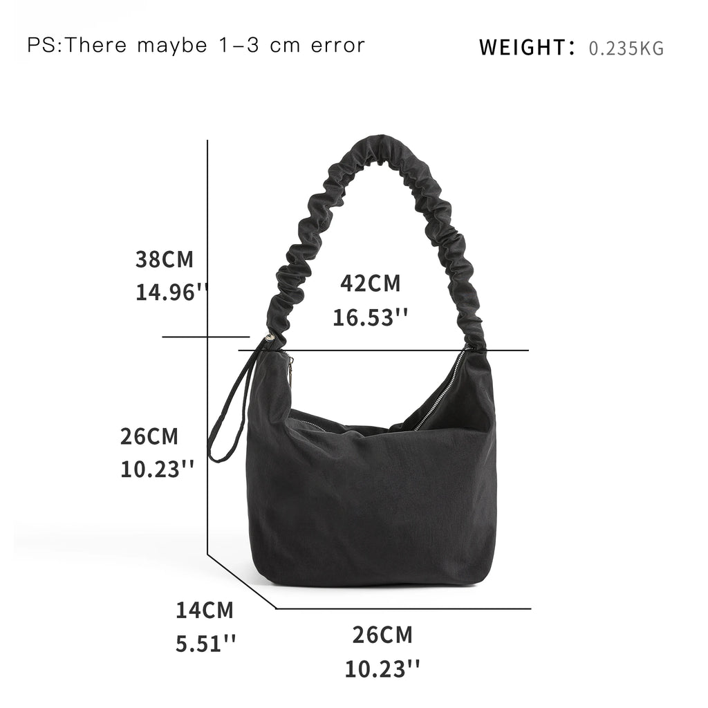 Casual Hobo Crossbody Bag Women Ruched Shoulder Handbag