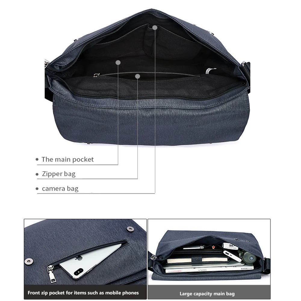 Vintage Waterproof Crossbody Bag Unisex Messenger Bag