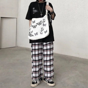 MBTI Butterfly Print Canvas Tote Bag for Girls