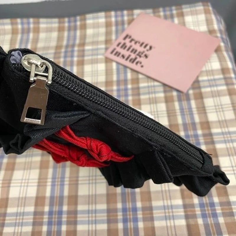 Sweet Girl Canvas Shoulder Bag with Bow Japanese Style