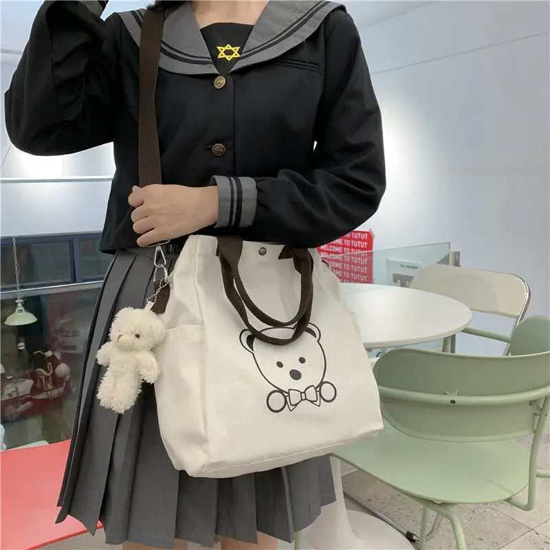 MBTI Large Capacity Bear Shoulder Canvas Bag