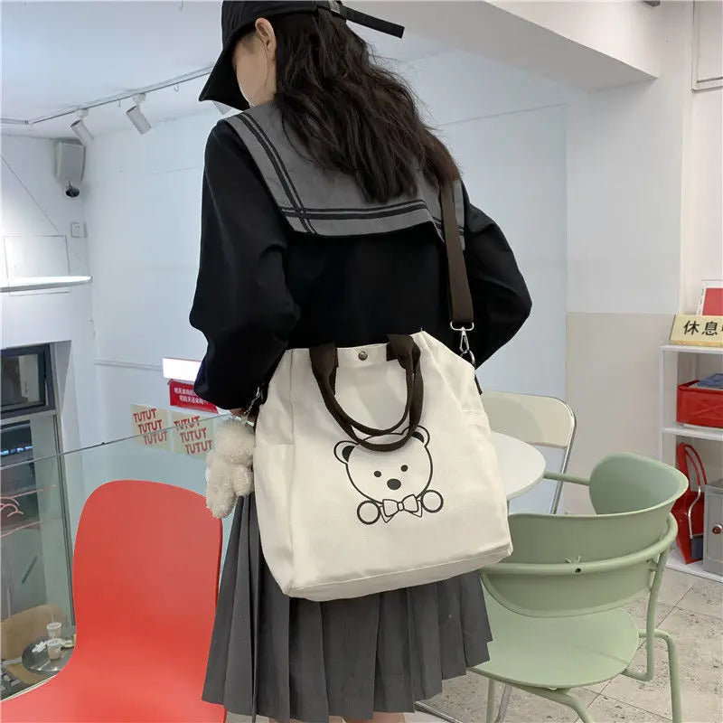 MBTI Large Capacity Bear Shoulder Canvas Bag