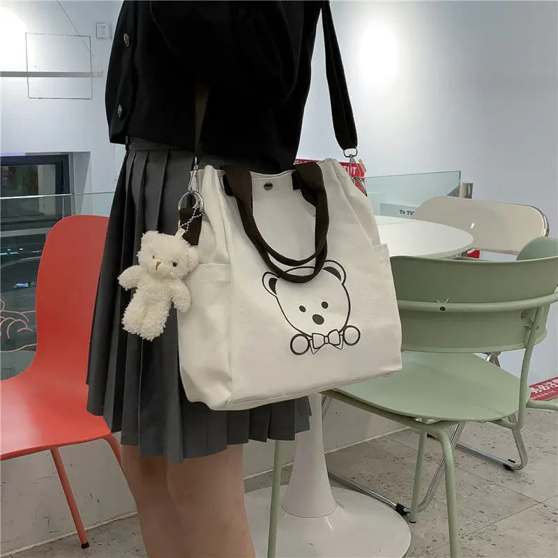 MBTI Large Capacity Bear Shoulder Canvas Bag