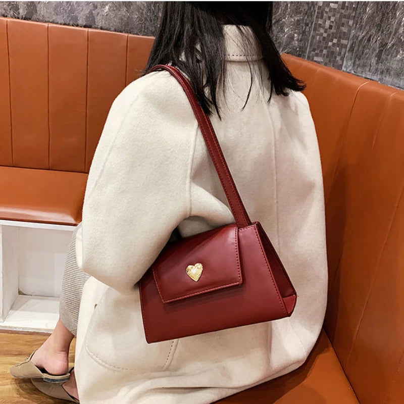 MBTI Women Vintage Shoulder Bag Solid Style Casual All-match Square Handbag