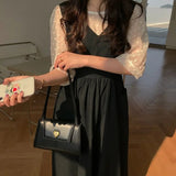 MBTI Women Vintage Shoulder Bag Solid Style Casual All-match Square Handbag