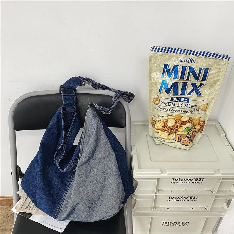 Casual Denim Shoulder Bag Female Large Capacity Crossbody Bags Canvas Handbag