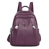 Casual Women Leather Backpack Large Capacity School Bag Girls Travel Backpack