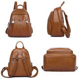 Casual Women Leather Backpack Large Capacity School Bag Girls Travel Backpack