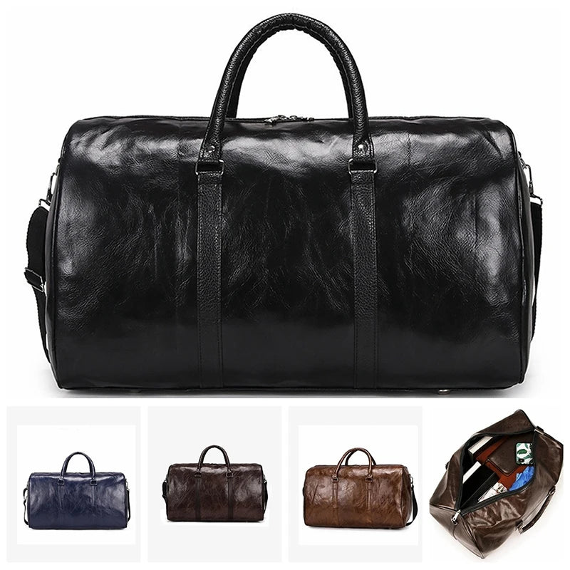 Large Leather Travel Bag Duffle Independent Shoes Storage Big Fitness Bags