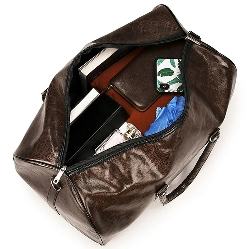 Large Leather Travel Bag Duffle Independent Shoes Storage Big Fitness Bags
