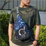 Men's Luminous Crossbody Shoulder Bag Large Capacity School Chest Pack