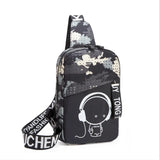 Men's Luminous Crossbody Shoulder Bag Large Capacity School Chest Pack