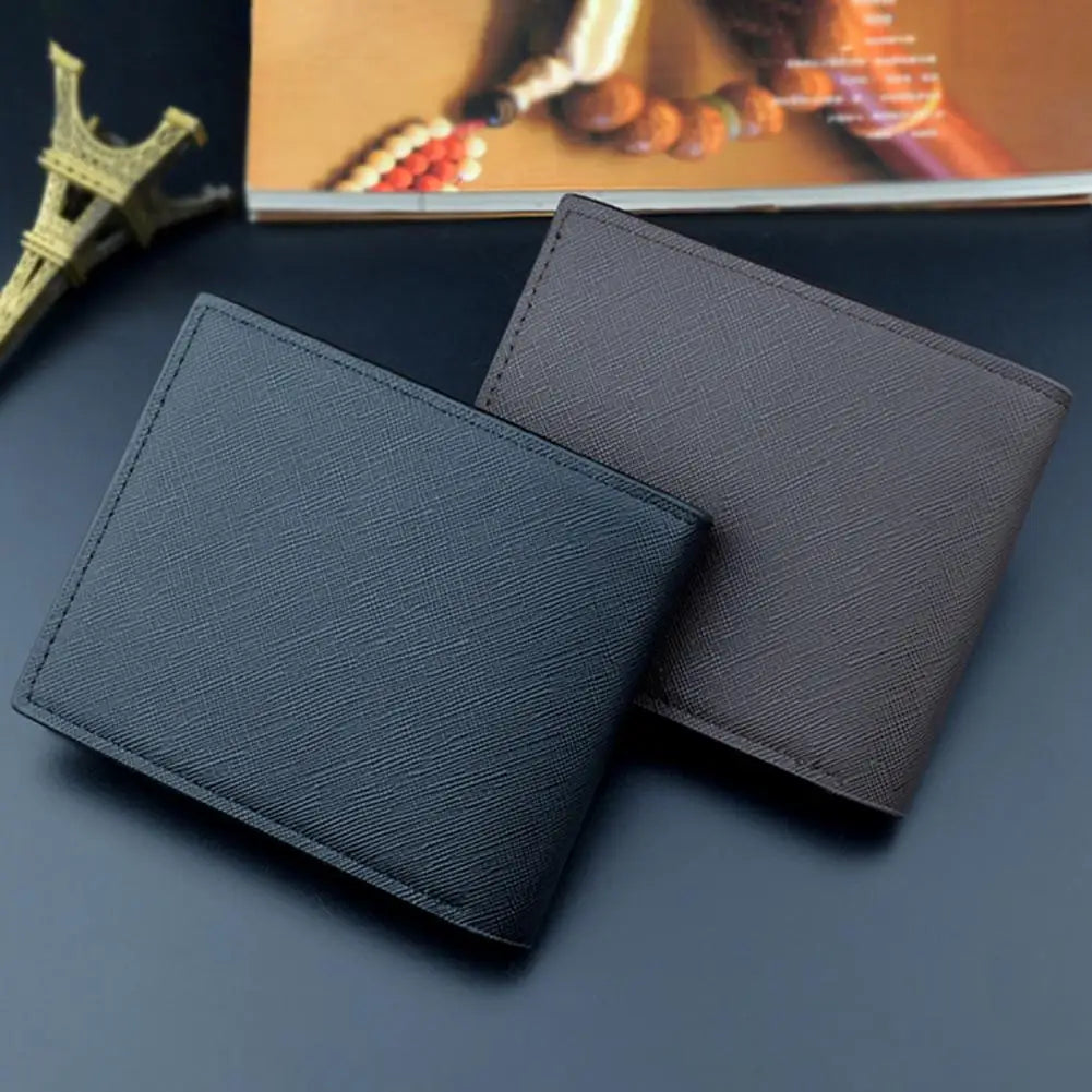 Faux Leather Minimalist Bi-fold Slim Wallet for Business