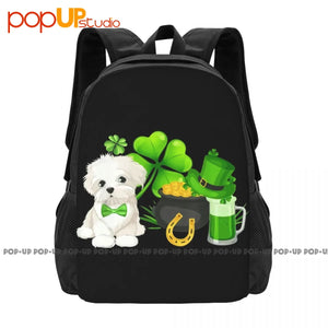 Maltese St Patricks Irish Clover Gift Dog Lover Backpack