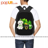 Maltese St Patricks Irish Clover Gift Dog Lover Backpack