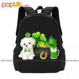 Maltese St Patricks Irish Clover Gift Dog Lover Backpack