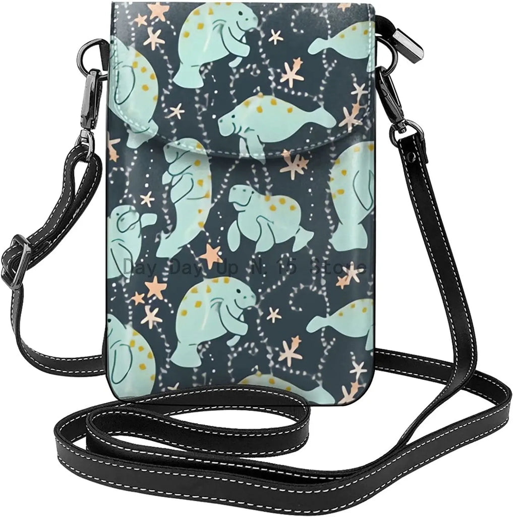 Manatee Crossbody Cell Phone Purse Shoulder Bag Small Crossbody Wallet PU