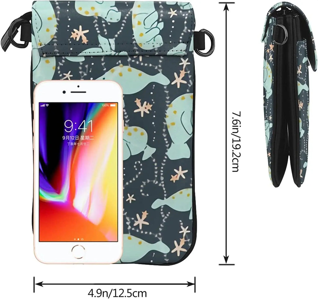 Manatee Crossbody Cell Phone Purse Shoulder Bag Small Crossbody Wallet PU