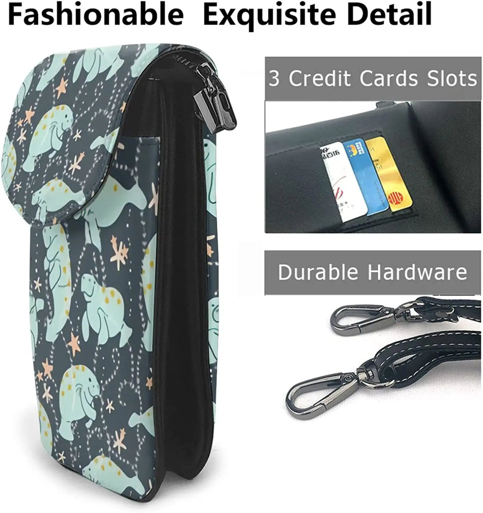 Manatee Crossbody Cell Phone Purse Shoulder Bag Small Crossbody Wallet PU